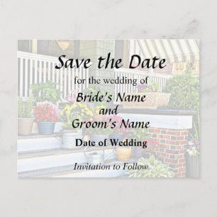 Cape May NJ - Flowers and Watering Cans on Porch Announcement Postcard