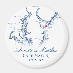Cape May NJ Map Wedding Favour Keepsake  Magnet