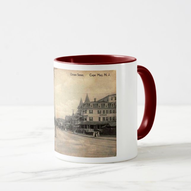 Cape May NJ, Ocean Street, c1910 Vintage Mug (Front Right)