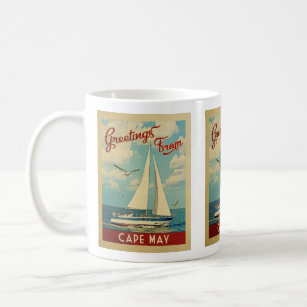 Cape May Sailboat Vintage Travel New Jersey Coffee Mug