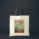 Cape May Sailboat Vintage Travel New Jersey Tote Bag<br><div class="desc">This Greetings From Cape May New Jersey vintage travel nautical design features a boat sailing on the water with seagulls and a blue sky filled with gorgeous puffy white clouds.</div>