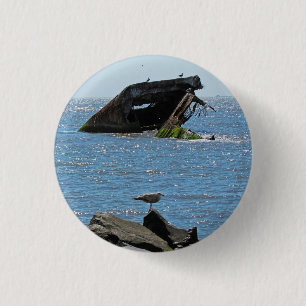 Cape May Shipwreck 1 Inch Round Button