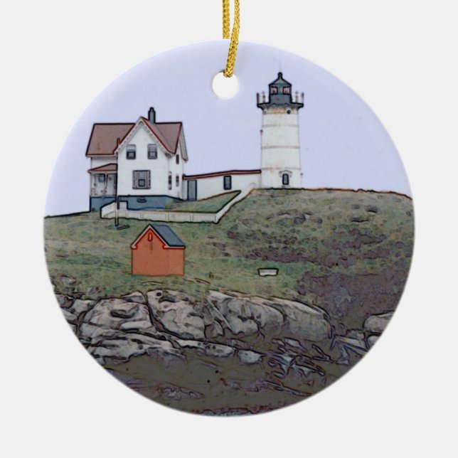 Cape Neddick Nubble Lghthouse Maine Ceramic Ornament (Front)