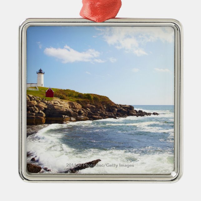 Cape Neddick 'Nubble' Lighthouse in Maine Metal Ornament (Front)