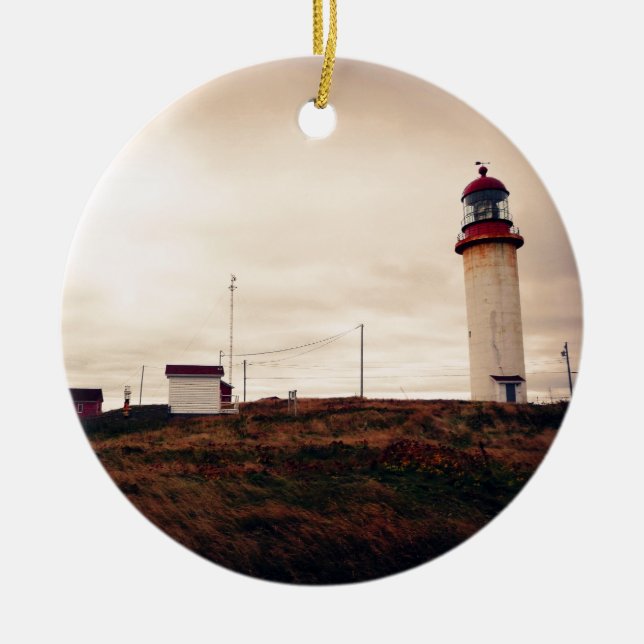 Cape Race Lighthouse Ceramic Ornament (Front)