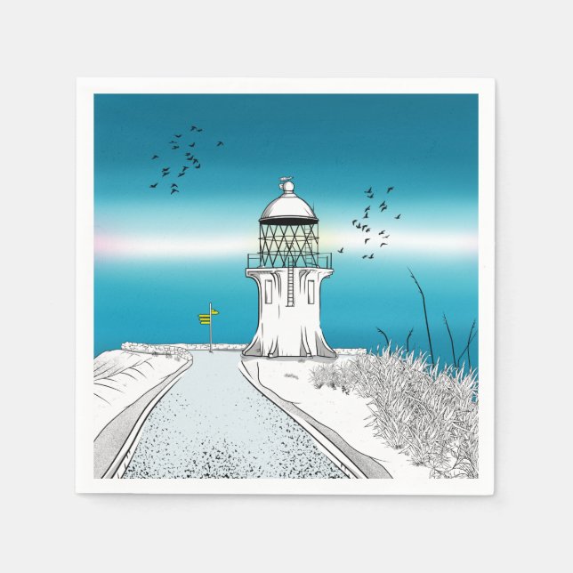 Cape Reinga Lighthouse New Zealand Napkin (Front)