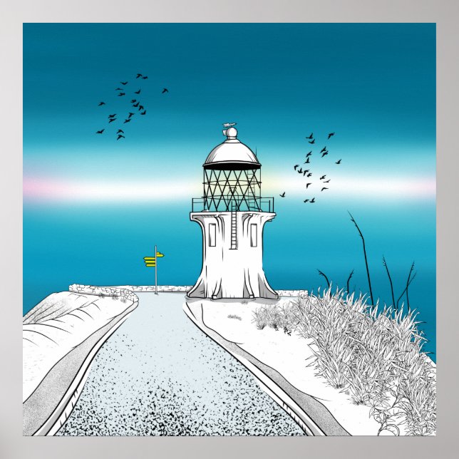 Cape Reinga Lighthouse New Zealand Poster (Front)
