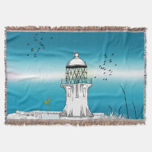 Cape Reinga Lighthouse NZ Throw Blanket