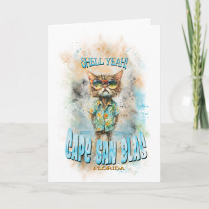Cape San Blas Florida Beach Cat Card