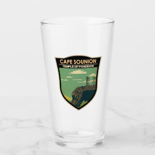 Cape Sounion Greece Travel Art Vintage Glass