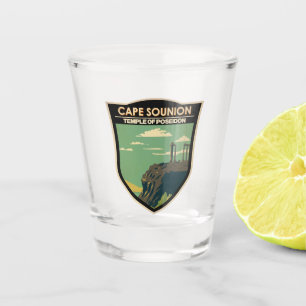 Cape Sounion Greece Travel Art Vintage Shot Glass