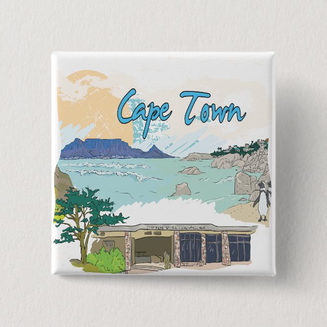 Cape Town 2 Inch Square Button (Front)