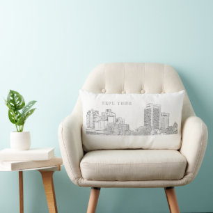 Cape Town Architecture Buildings Sketch Lumbar Pillow