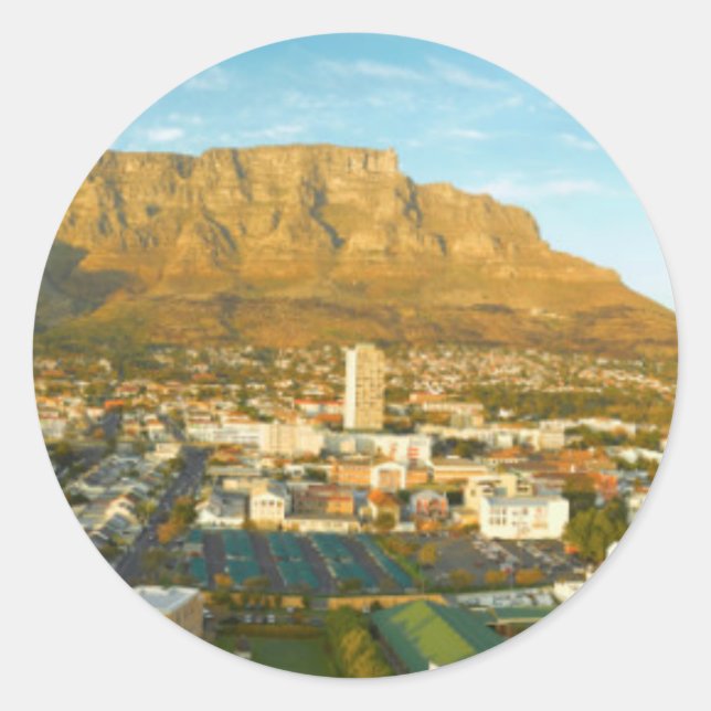 Cape Town Cityscape With Table Mountain Classic Round Sticker (Front)
