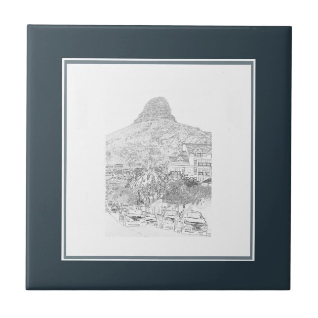 Cape Town Lion's Head Cityscape Architecture Tile (Front)