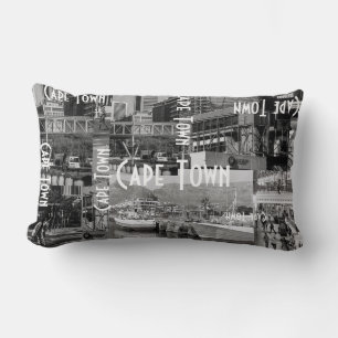 Cape Town Monochrome Cityscape Architecture Lumbar Pillow