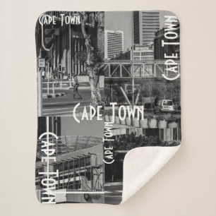 Cape Town Monochrome Cityscape Architecture Sherpa Blanket