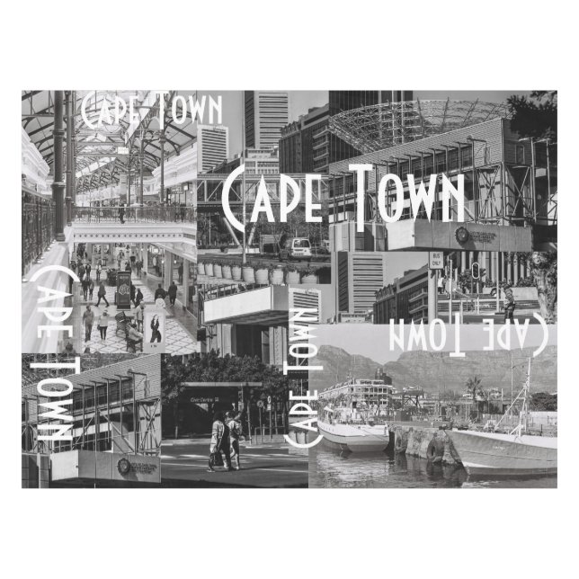 Cape Town Monochrome Cityscape Architecture Tablecloth (Front (Horizontal))