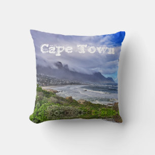 Cape Town SA Table Mountain Camps Bay Ocean Throw Pillow