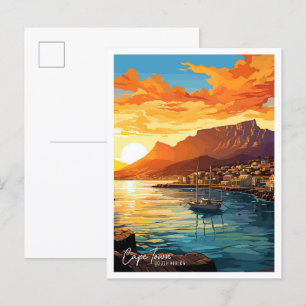 Cape Town South Africa Art Travel Illustration Postcard