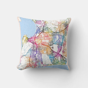 Cape Town South Africa City Map Throw Pillow