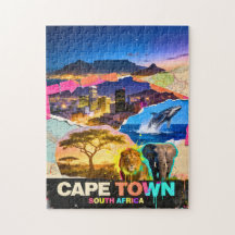 Cape Town South Africa Mountain Sea Safari Collage