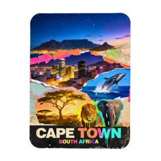 Cape Town South Africa Mountain Sea Safari Collage Magnet