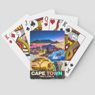 Cape Town South Africa Mountain Sea Safari Collage Playing Cards