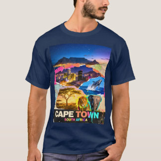 Cape Town South Africa Mountain Sea Safari Collage T-Shirt