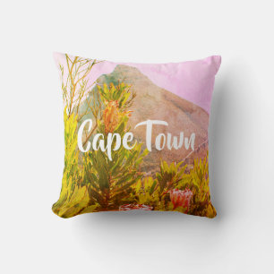 Cape Town South Africa Protea Lion's Head Throw Pillow