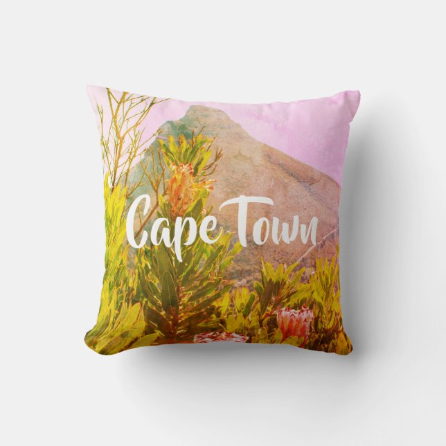 Cape Town South Africa Protea Lion's Head Throw Pillow (Front)