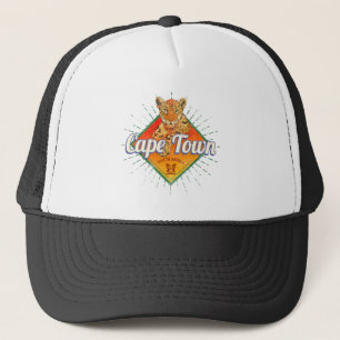 Cape Town South Africa Retro Leopard Vintage Trucker Hat