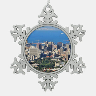 Cape Town, South Africa Snowflake Pewter Christmas Ornament