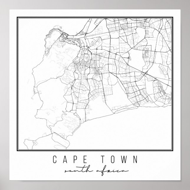Cape Town South Africa Street Map Poster (Front)