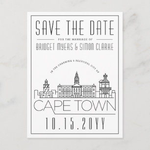 Cape Town   Stylized Skyline Save the Date Postcard