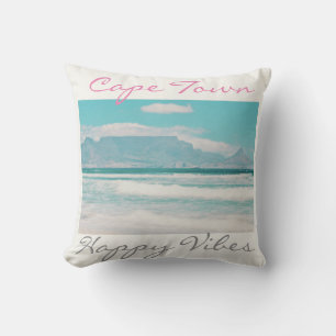 Cape Town Table Mountain Happy Vibes Throw Pillow
