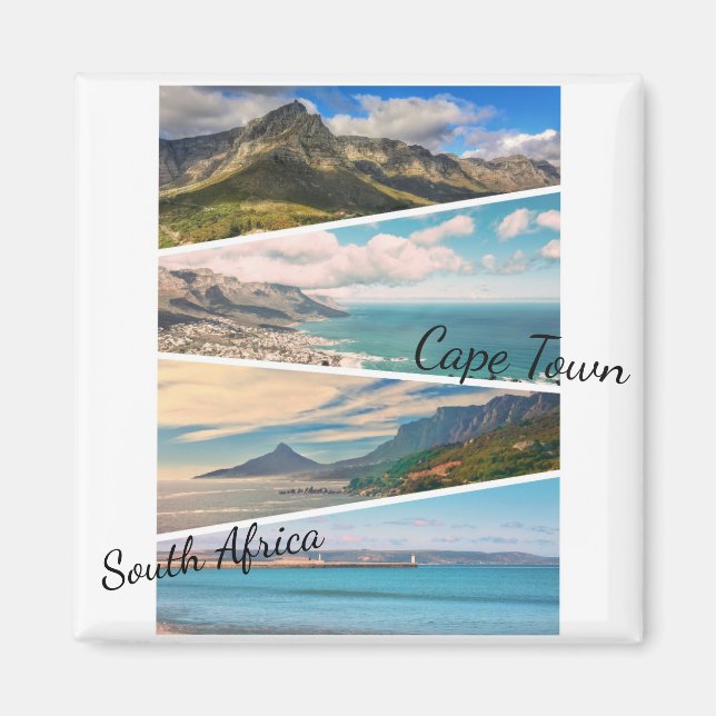 Cape Town Table Mountain Ocean Collage Magnet (Front)