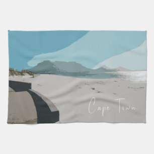 Cape Town Table Mountain Ocean Sketch Kitchen Towel