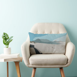Cape Town Table Mountain Ocean Sketch Lumbar Pillow
