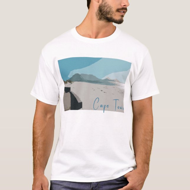 Cape Town Table Mountain Ocean Sketch T-Shirt (Front)