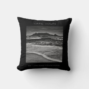 Cape Town Table Mountain Ocean Waves Beach Cushion