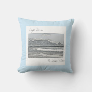 Cape Town Table Mountain Sketch Throw Pillow