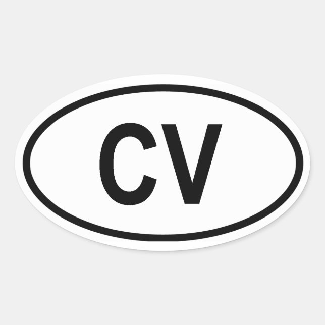 Cape Verde "CV" Oval Sticker (Front)
