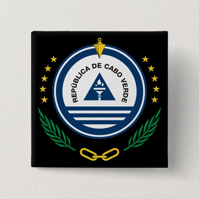 cape verde emblem 2 inch square button (Front)