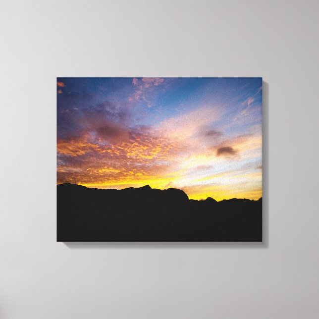 Cape Verde Fiery Sunset Mountain Photography Canvas Print (Front)
