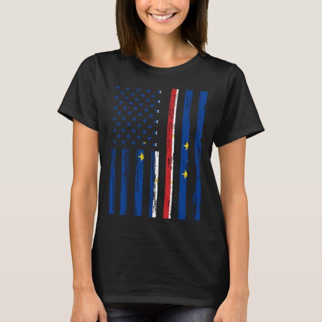 Cape Verde Flag America US In my DNA for Cabo Verd T-Shirt (Front)