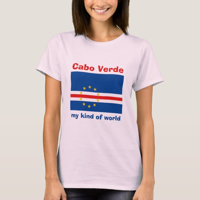 Cape Verde Flag + Map + Text T-Shirt (Front)