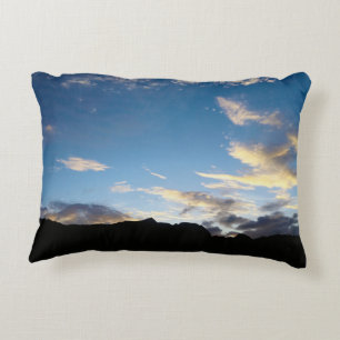 Cape Verde Island Twilight Sky Mountain Silhouette Accent Pillow