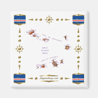 Cape Verde Map + Flags Magnet