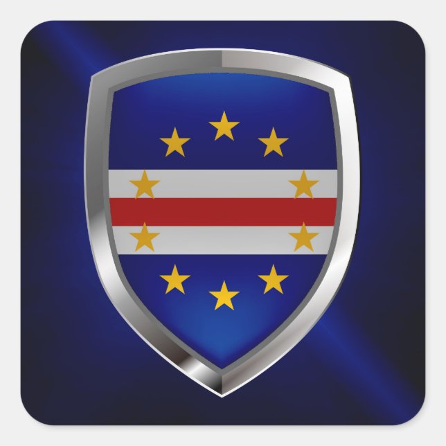 Cape Verde Mettalic Emblem Square Sticker (Front)